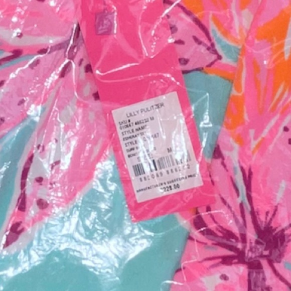 LILLY PULITZER Esmeray Set Surf Blue Bonita Blooms Skirt Puff Sleeve Crop Top - Picture 10 of 13